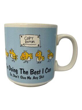 Vintage Russ Copy Room Humor Mug Funny Office Coffee Cup Birds Korea 1980s